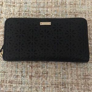 Large Perforated Black Wallet
